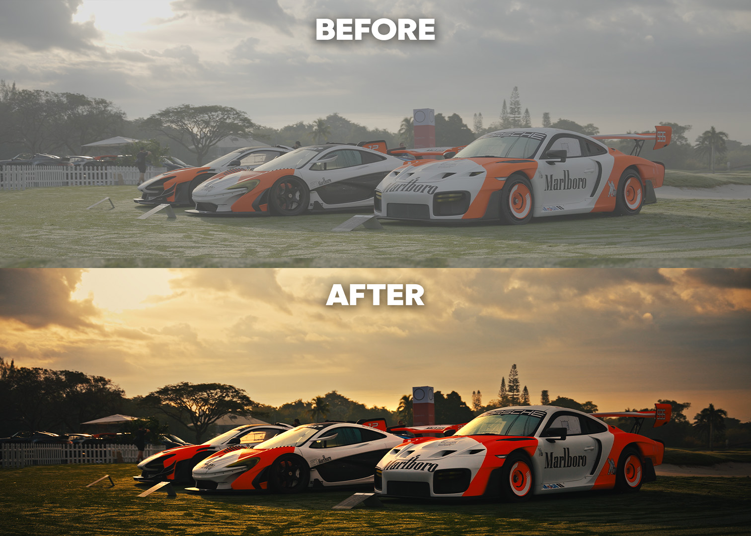 Powergrade before and after — McLaren P1 and Porsche 935